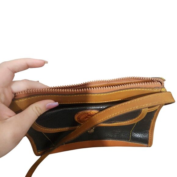 Dooney & Bourke All-Weather Leather Crossbody Bag Black Brown Vintage USA - Picture 4 of 9